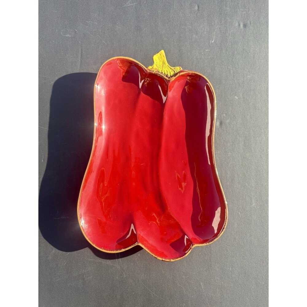 Rare Vietri Italian Hand Painted Red Bell Pepper Serving Platter Large Vintage